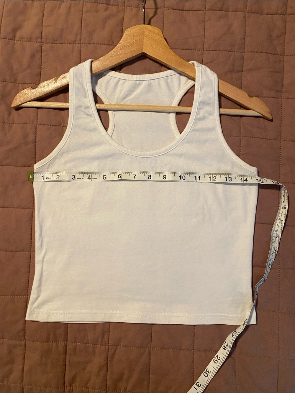 Classic White Racerback Cropped Tank Top - Size Large - Picture 3 of 6